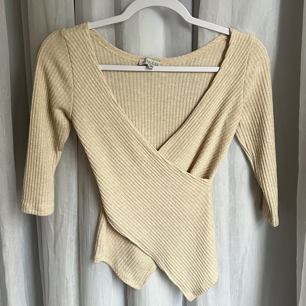 💛Vintage // Guess Ribbed Wrap Knit Top💛